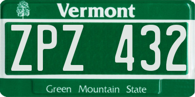 VT license plate ZPZ432