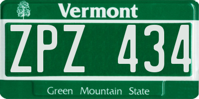 VT license plate ZPZ434