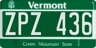 VT license plate ZPZ436