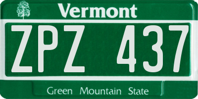 VT license plate ZPZ437