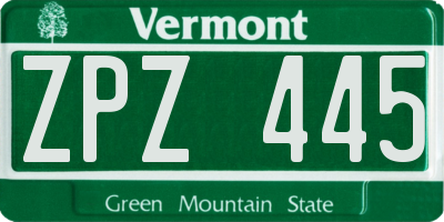 VT license plate ZPZ445