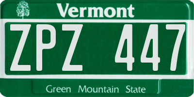 VT license plate ZPZ447