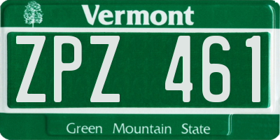 VT license plate ZPZ461
