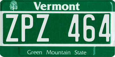 VT license plate ZPZ464