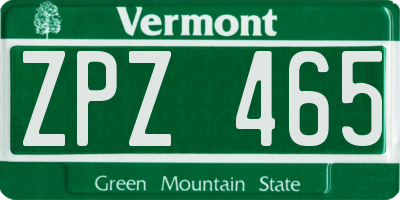 VT license plate ZPZ465