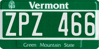 VT license plate ZPZ466