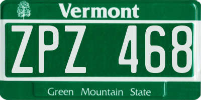 VT license plate ZPZ468