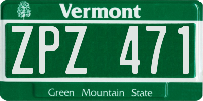 VT license plate ZPZ471