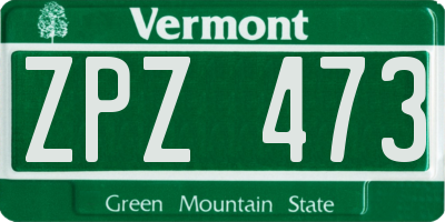 VT license plate ZPZ473