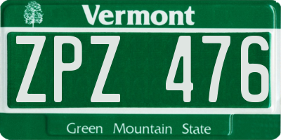 VT license plate ZPZ476