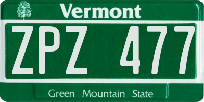 VT license plate ZPZ477