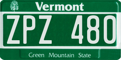 VT license plate ZPZ480