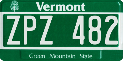 VT license plate ZPZ482
