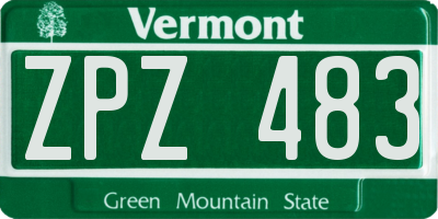 VT license plate ZPZ483