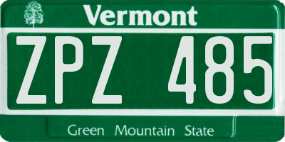 VT license plate ZPZ485