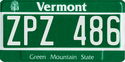 VT license plate ZPZ486