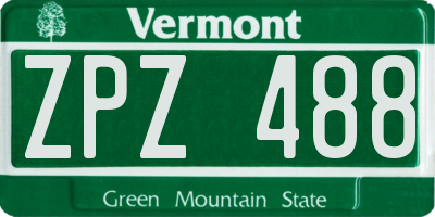 VT license plate ZPZ488
