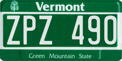 VT license plate ZPZ490