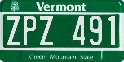 VT license plate ZPZ491