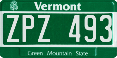 VT license plate ZPZ493