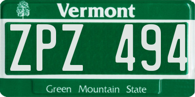 VT license plate ZPZ494