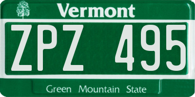 VT license plate ZPZ495