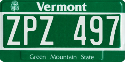 VT license plate ZPZ497