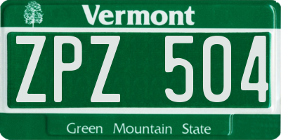VT license plate ZPZ504