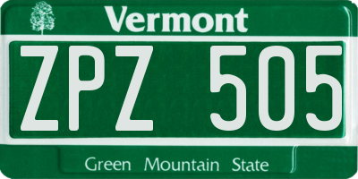 VT license plate ZPZ505