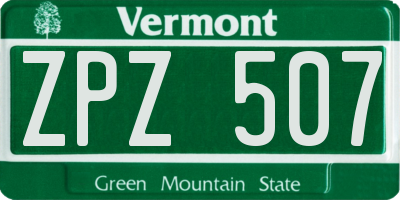 VT license plate ZPZ507