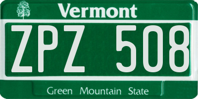 VT license plate ZPZ508