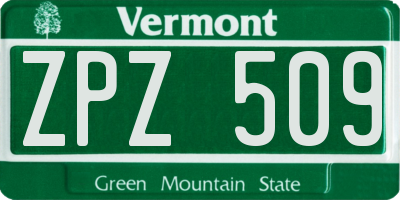 VT license plate ZPZ509