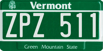 VT license plate ZPZ511