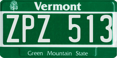 VT license plate ZPZ513