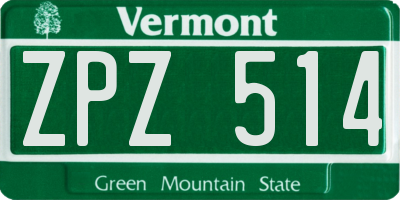 VT license plate ZPZ514