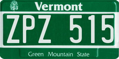 VT license plate ZPZ515