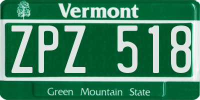 VT license plate ZPZ518