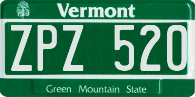 VT license plate ZPZ520