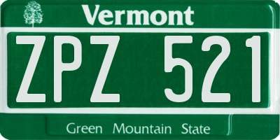 VT license plate ZPZ521