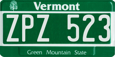 VT license plate ZPZ523