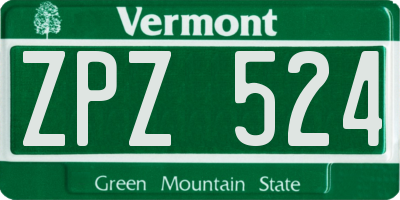 VT license plate ZPZ524