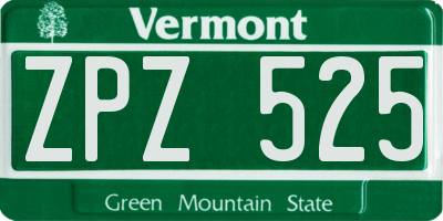 VT license plate ZPZ525