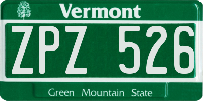 VT license plate ZPZ526