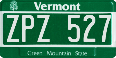VT license plate ZPZ527