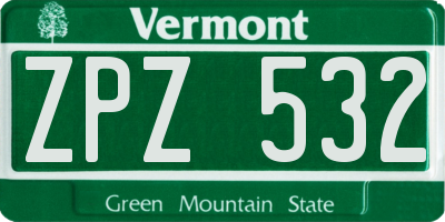 VT license plate ZPZ532