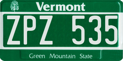 VT license plate ZPZ535
