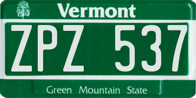 VT license plate ZPZ537