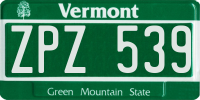 VT license plate ZPZ539