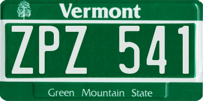 VT license plate ZPZ541