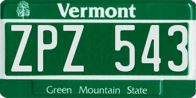 VT license plate ZPZ543